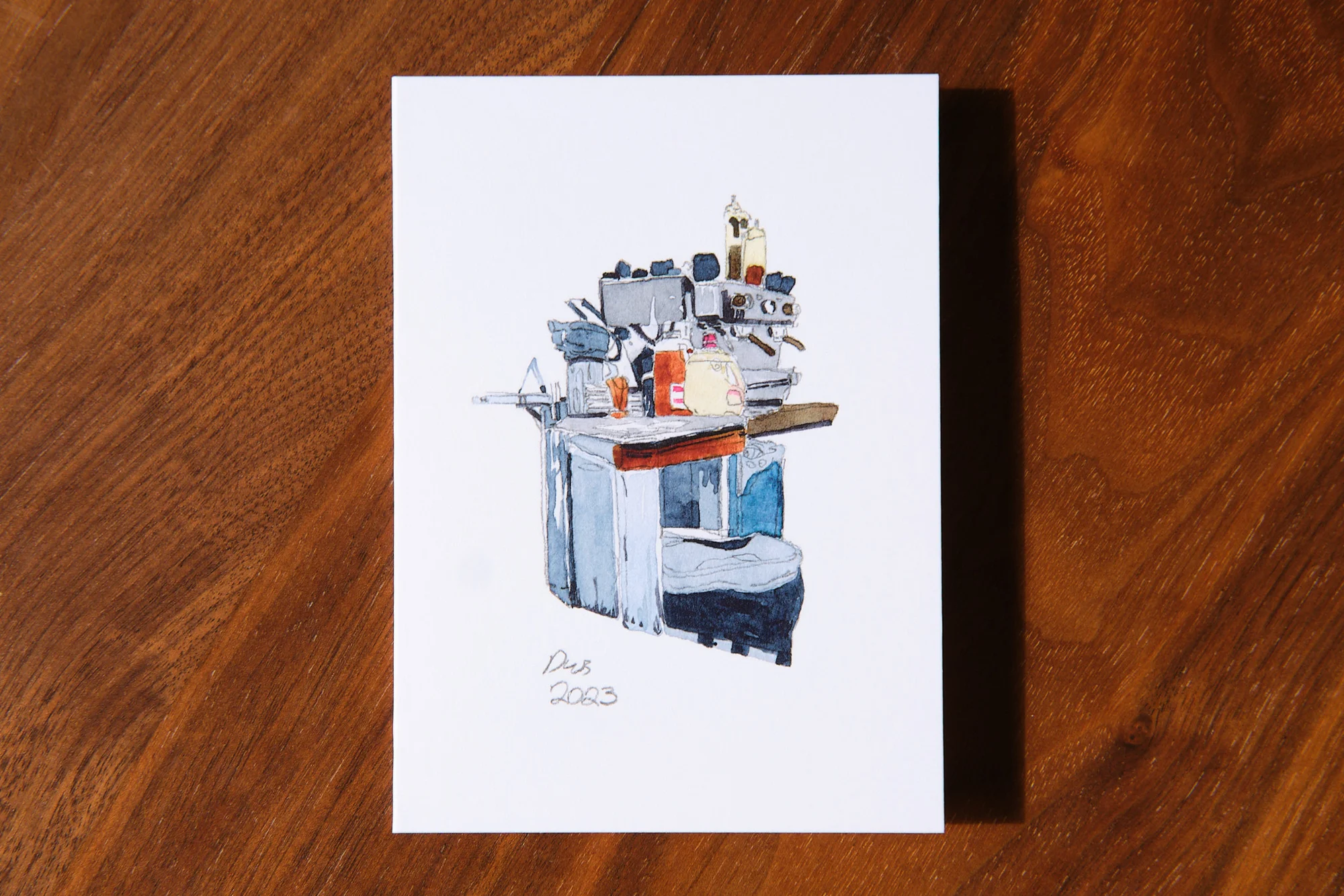 A watercoloured espresso corner.